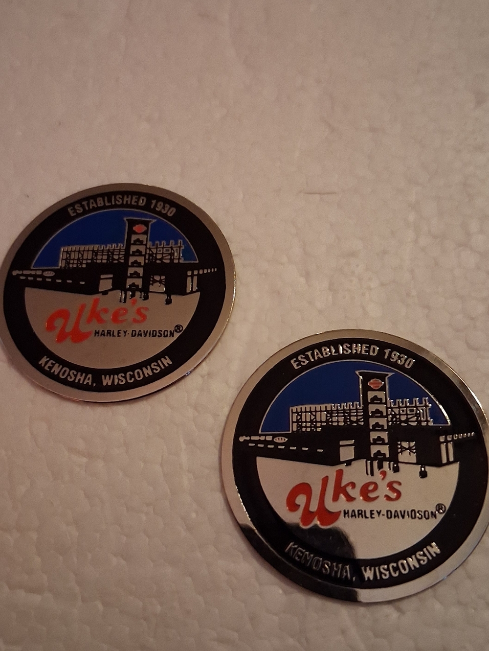 2 UKES HARLEY DAVIDSON DEALER DEALERSHIP OIL STICK DIP DOT Kenosha wi